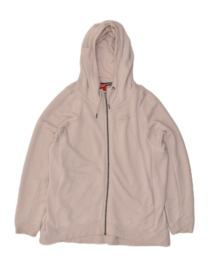 NIKE Womens Zip Hoodie Sweater UK 16 Large Grey | Vintage Nike | Thrift | Second-Hand Nike | Used Clothing | Messina Hembry 