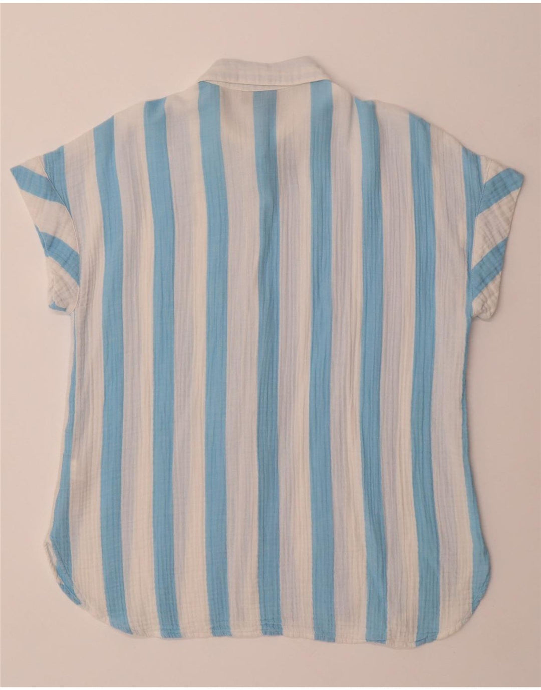 GAP Womens Short Sleeve Shirt UK 14 Medium Blue Striped Cotton