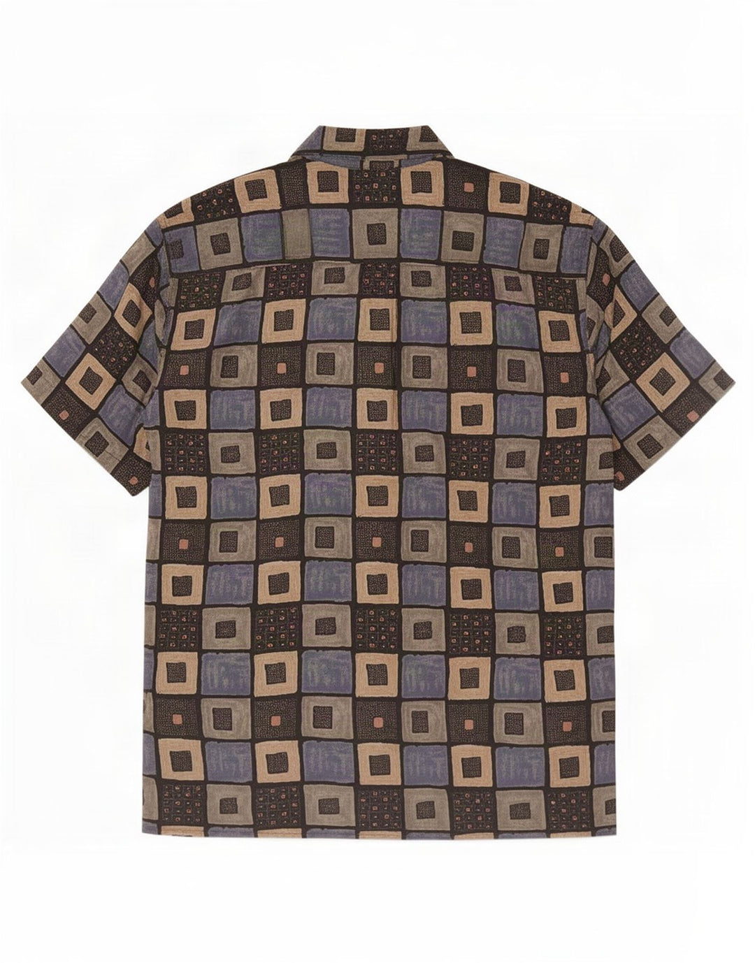Cămașă Vintage pentru bărbați cu mânecă scurtă, medie, multicoloră, geometrică