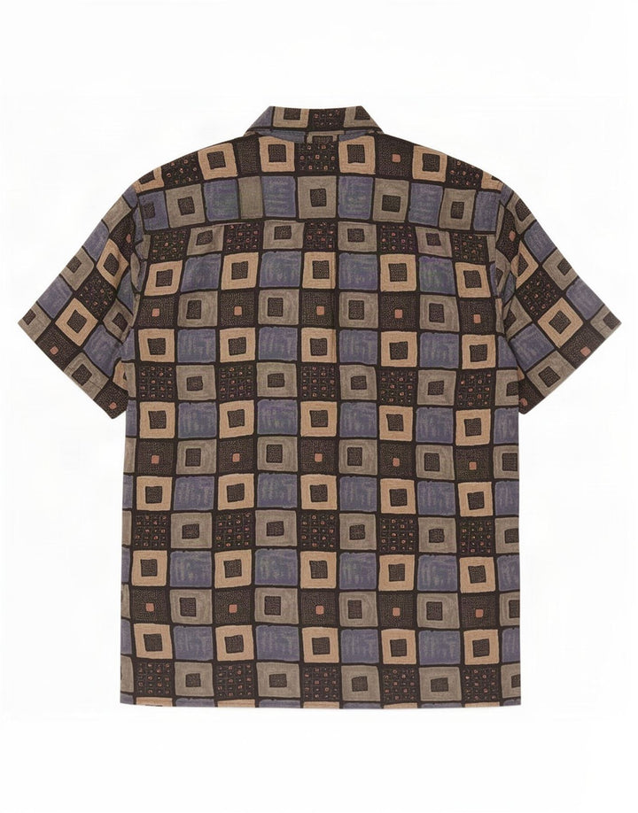 Cămașă Vintage pentru bărbați cu mânecă scurtă, medie, multicoloră, geometrică
