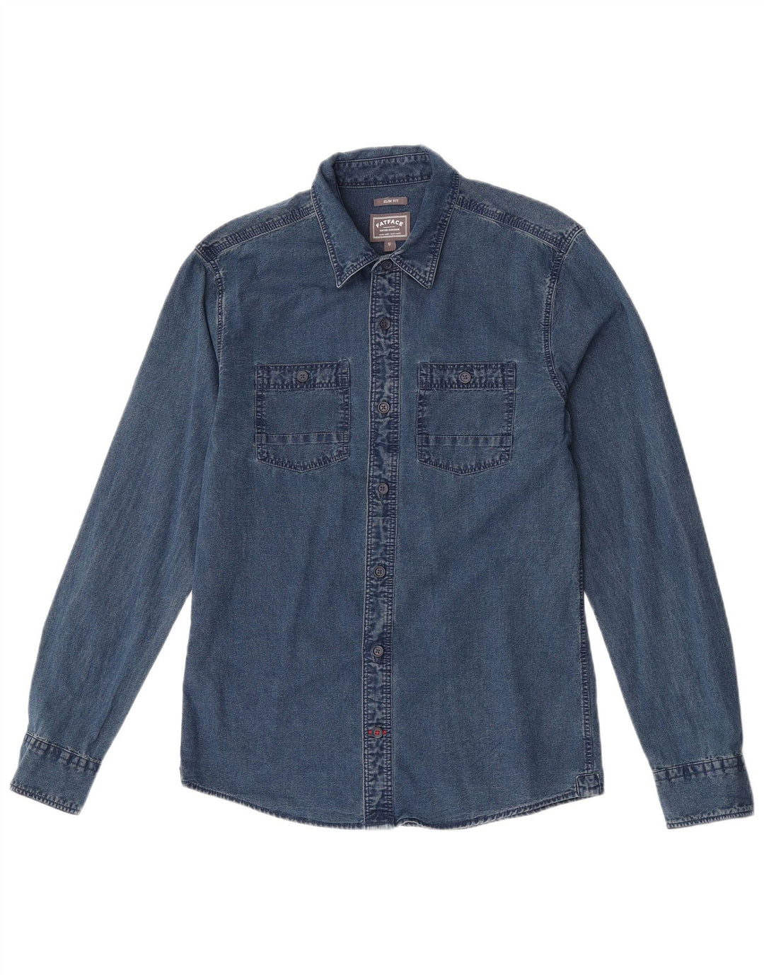 Cămașă Fat Face Bărbați Slim Fit Denim Bumbac Mic Albastru