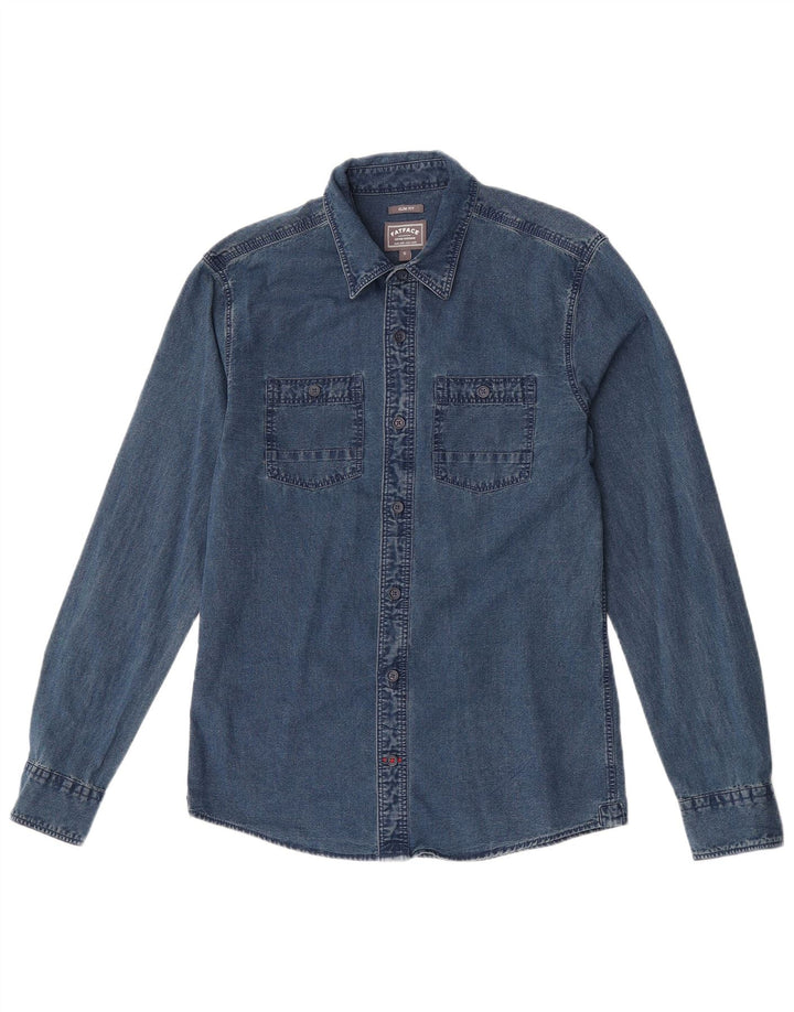 Cămașă Fat Face Bărbați Slim Fit Denim Bumbac Mic Albastru