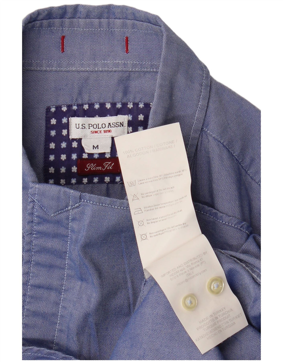 U.S. Polo Assn. Cămașă Slim Fit pentru bărbați, bumbac albastru mediu