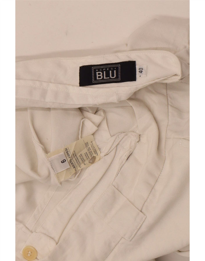 Alberto Aspesi Pantaloni Blu Bootcut Femei IT 40 Small W27 L31 Alb