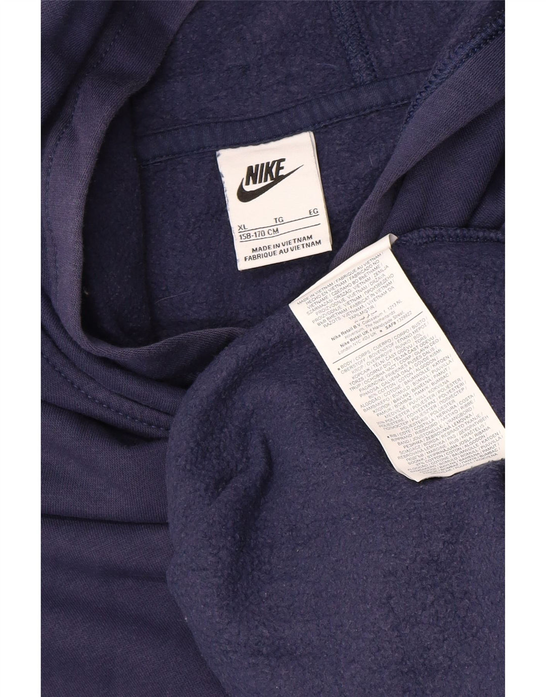NIKE Boys Hoodie Jumper 13-14 Years XL Navy Blue Polyester