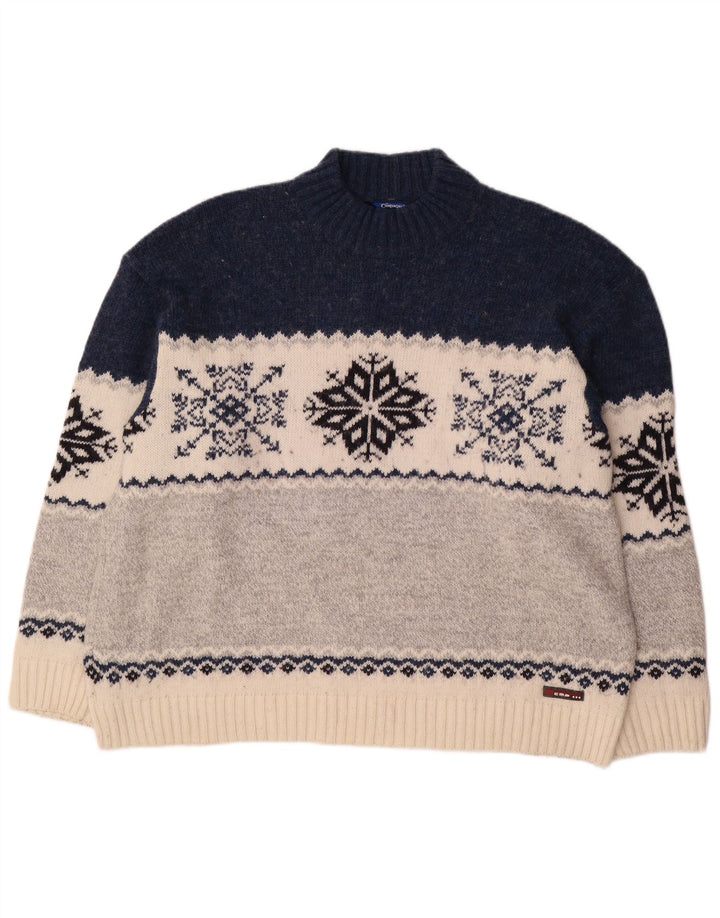 Pulover Campagnolo pentru bărbați cu gât țestoasă XL, lână Fair Isle, multicoloră