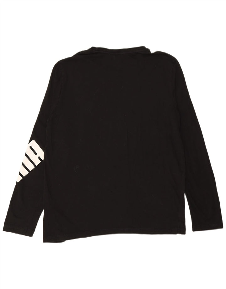 Top grafic PUMA cu mânecă lungă, mare, negru, bumbac