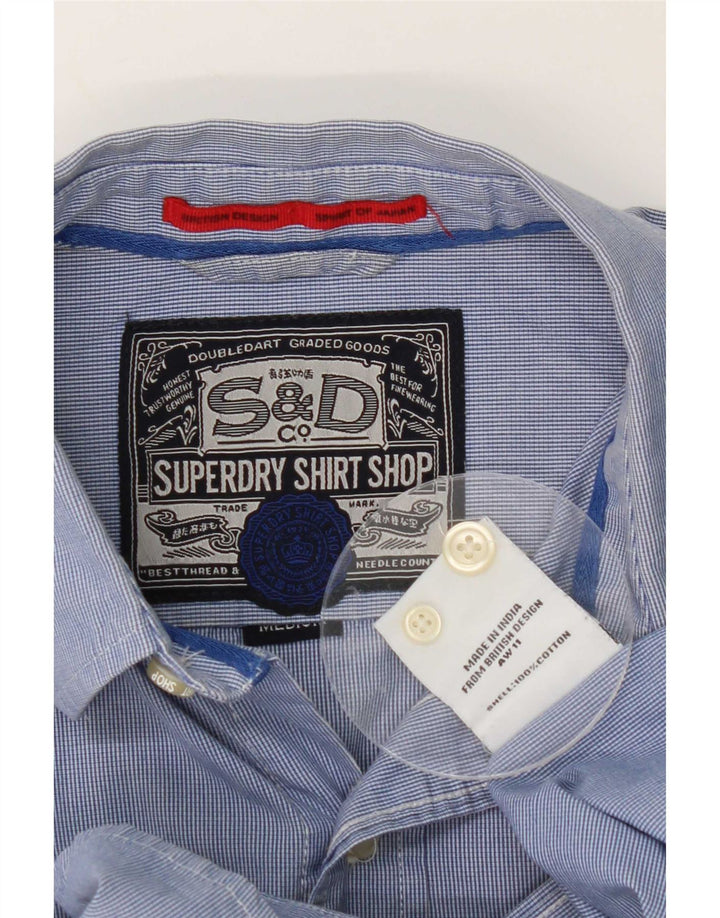 Cămașă pentru bărbați Superdry, bumbac cu dungi albastre medii