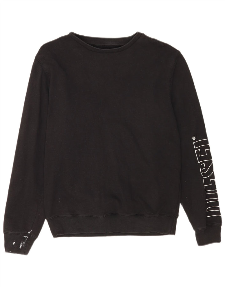 Pulover cu grafic pentru femei Diesel, UK 14, bumbac mediu negru