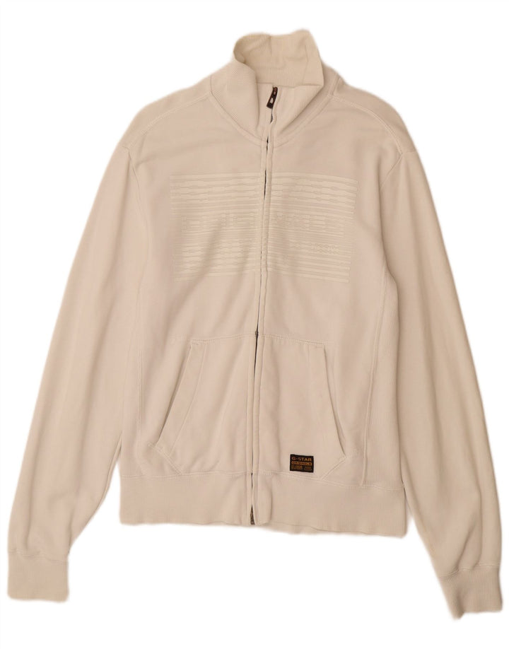 Jachetă de trening pentru bărbați G-STAR, bumbac alb mediu