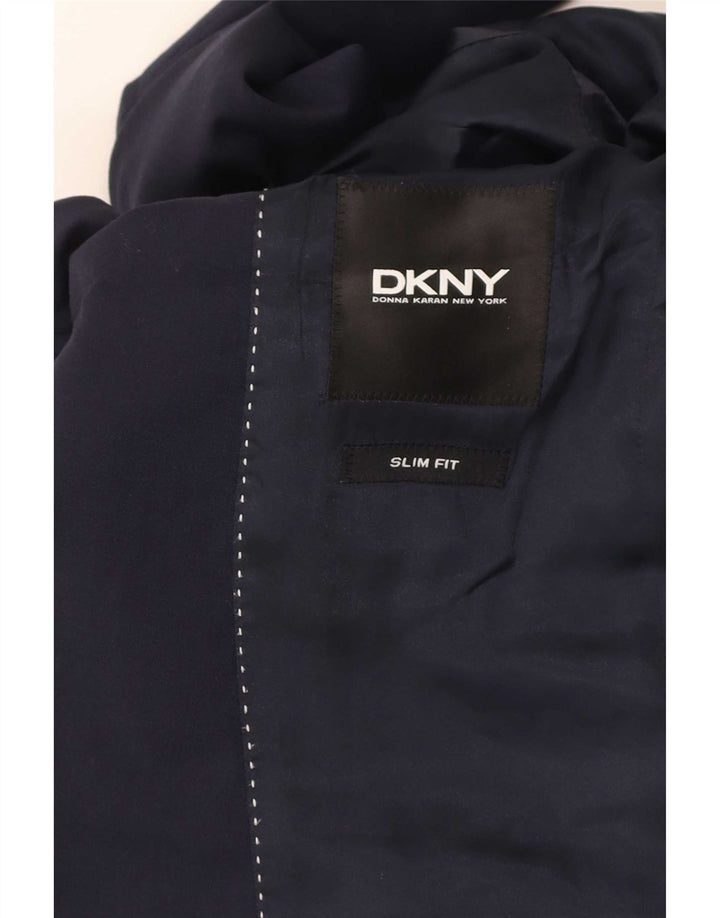 Jachetă pentru bărbați Dkny, slim fit, cu 2 nasturi, UK 38, lână, albastru bleumarin mediu