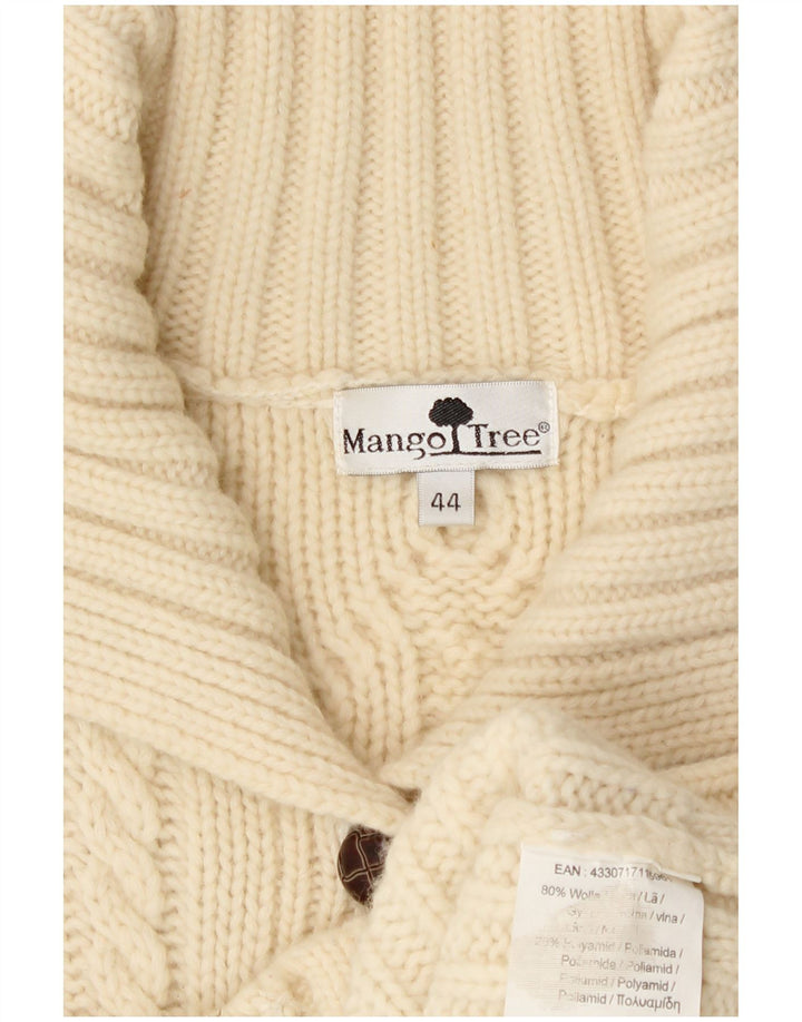 Pulover Cardigan Vintage pentru Damă IT 44 Medium Lână Alb Cadă