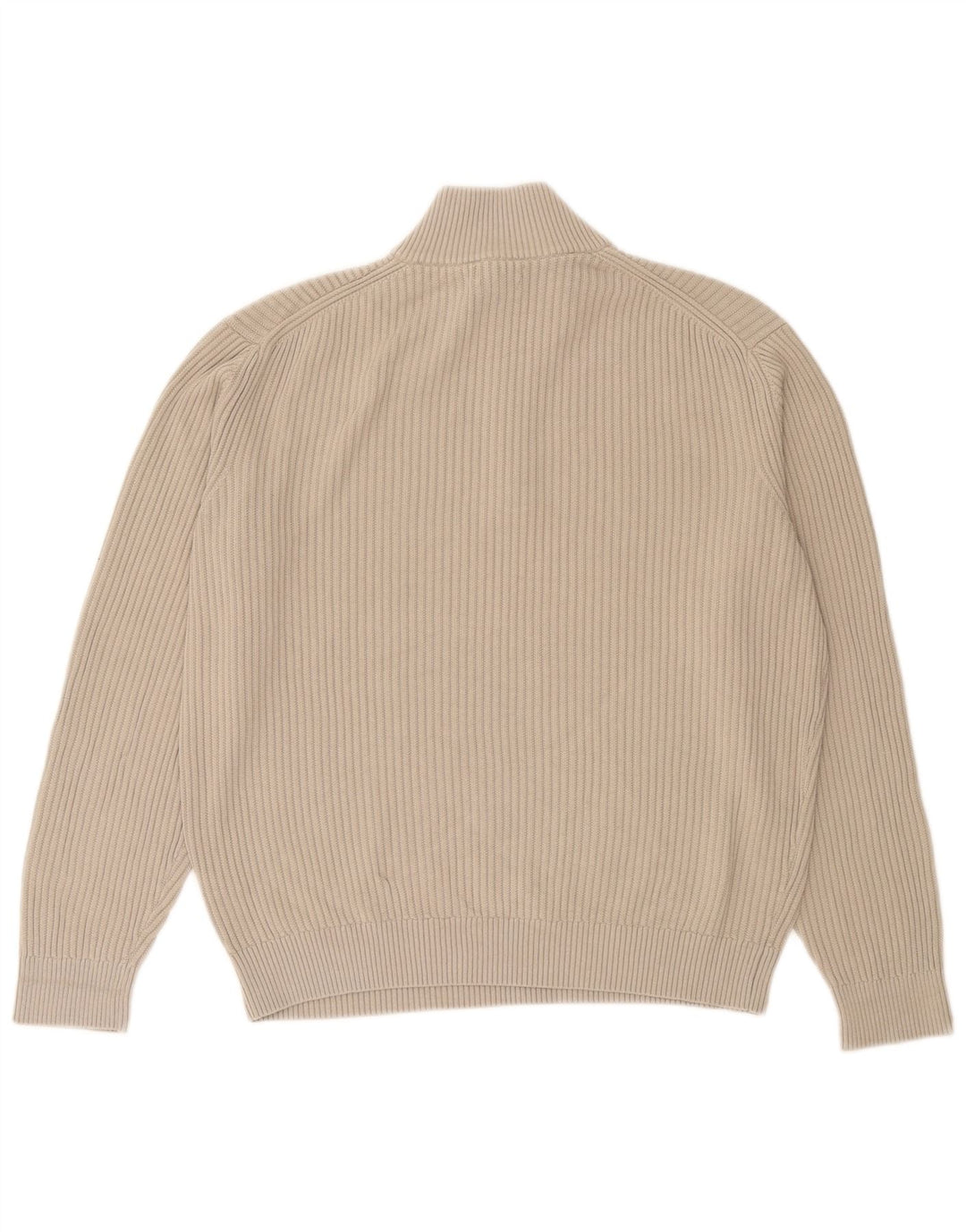 Pulover Massimo Dutti pentru bărbați, cu fermoar și gât, bumbac mediu bej