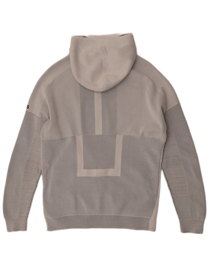 Pulover ADIDAS pentru bărbați, cu fermoar, gri mediu, cu dungi