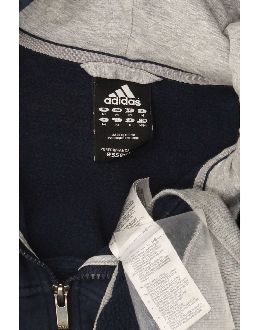 Pulover Adidas pentru bărbați, cu fermoar, bumbac, albastru, mediu