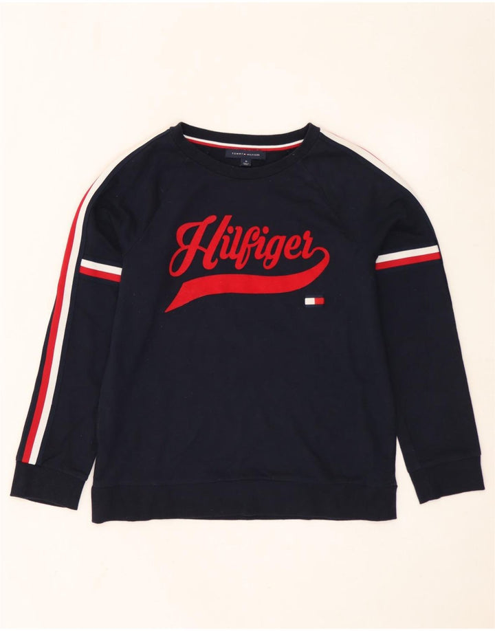 Pulover cu grafic pentru femei Tommy Hilfiger UK 14 Medium Bleumarin