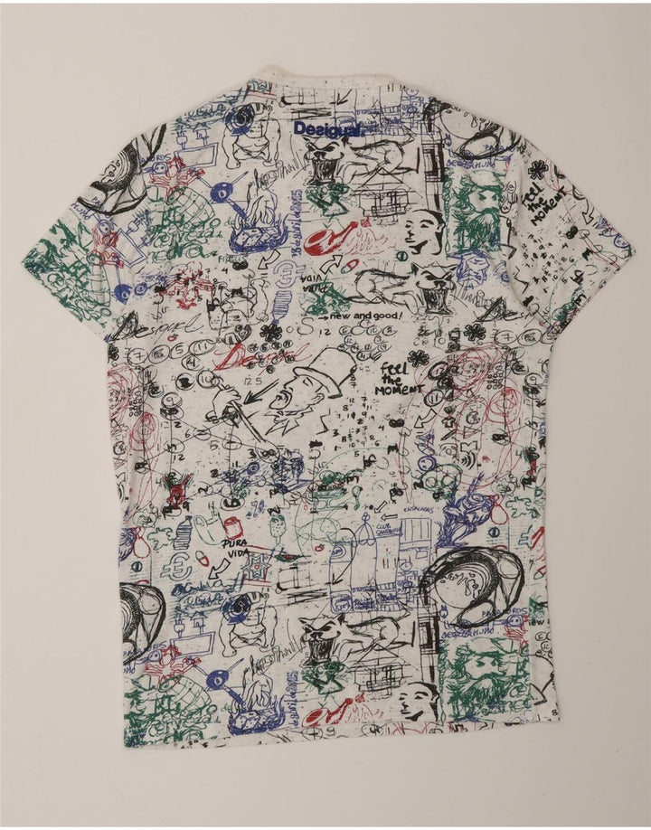 DESIGUAL Tricou grafic cu model abstract pentru bărbați Top, bumbac alb mediu