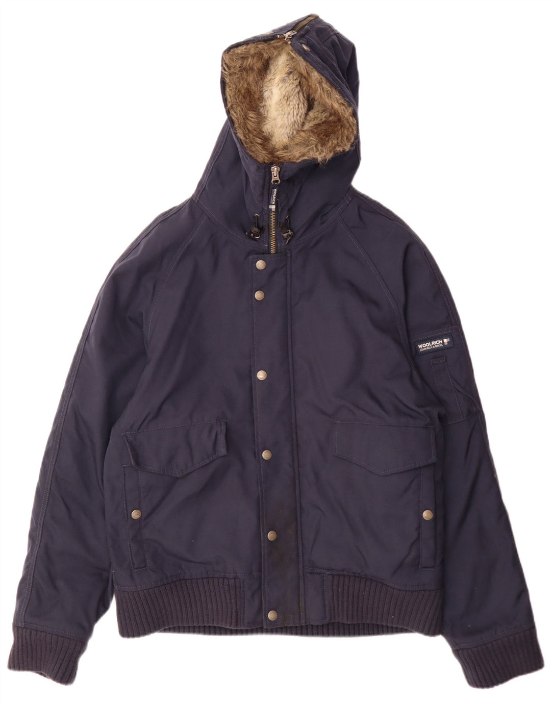 Jachetă bomber cu glugă pentru bărbați Woolrich UK 38, nailon mediu, bleumarin