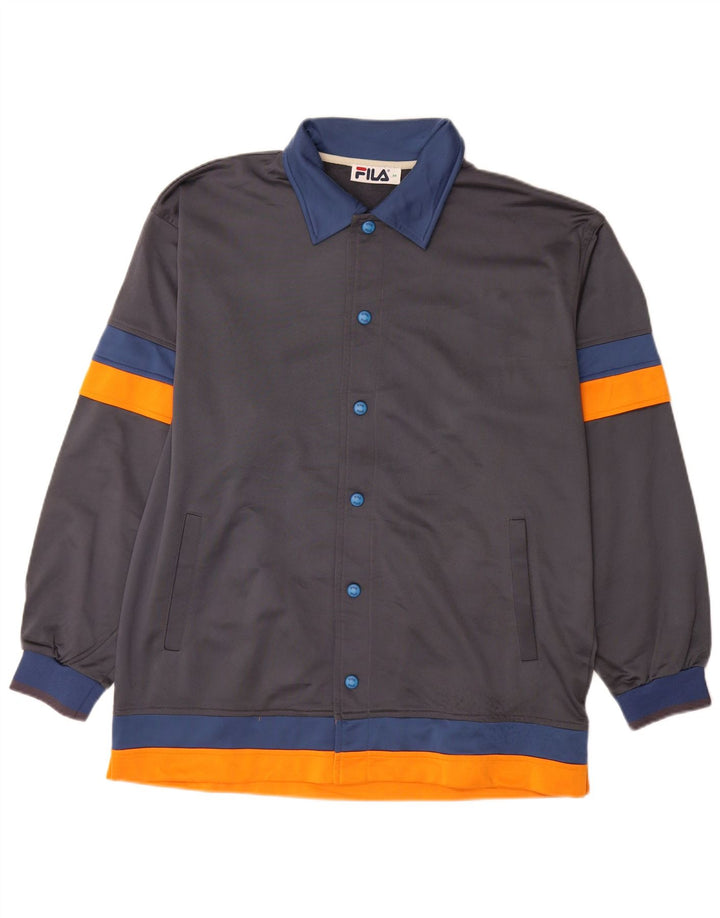 Jachetă de top pentru trening Fila pentru bărbați, poliester color block, albastru marin mediu