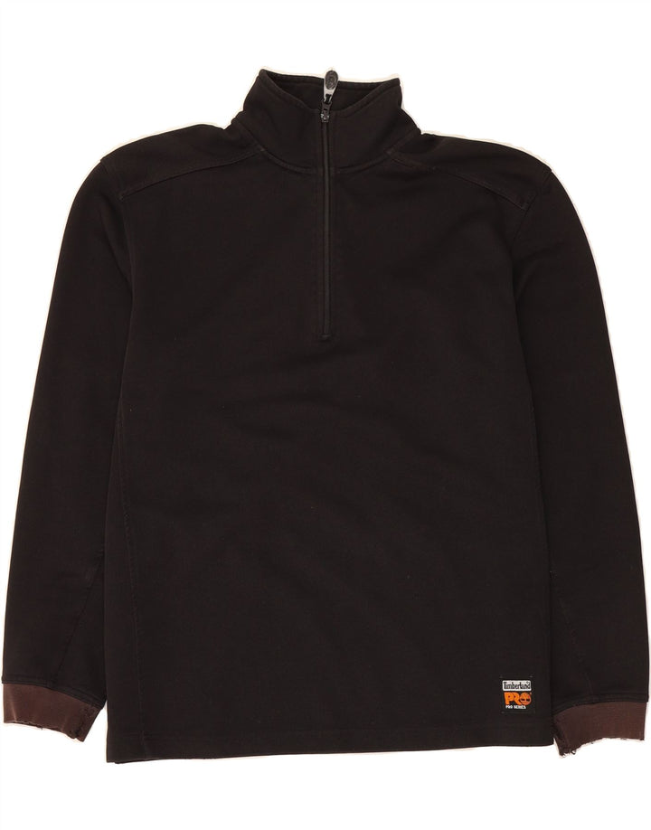 TIMBERLAND Mens Zip Neck Sweatshirt Jumper Large Black Polyester Vintage Timberland and Second-Hand Timberland from Messina Hembry 