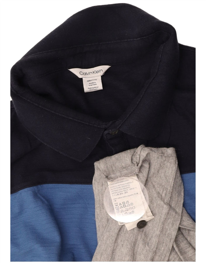 Cămașă polo CALVIN KLEIN pentru bărbați 2XL, bumbac color bloc, gri