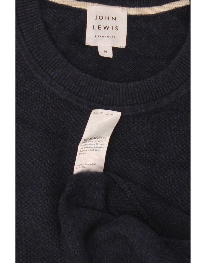 Pulover pentru bărbați John Lewis, guler rotund, mărimea M, albastru închis, din bumbac