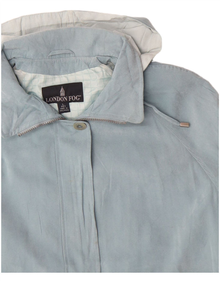 LONDON FOG Jachetă de vânt cu glugă pentru femei UK 16 Poliester albastru mare