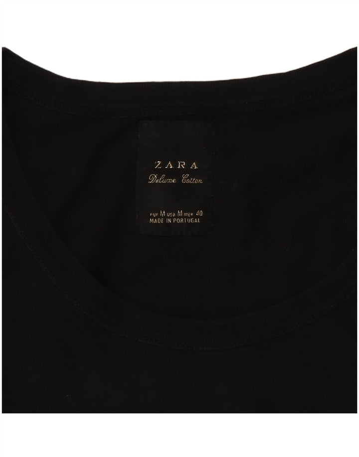 Top tricou ZARA pentru femei UK 12 Medium Black Bumbac