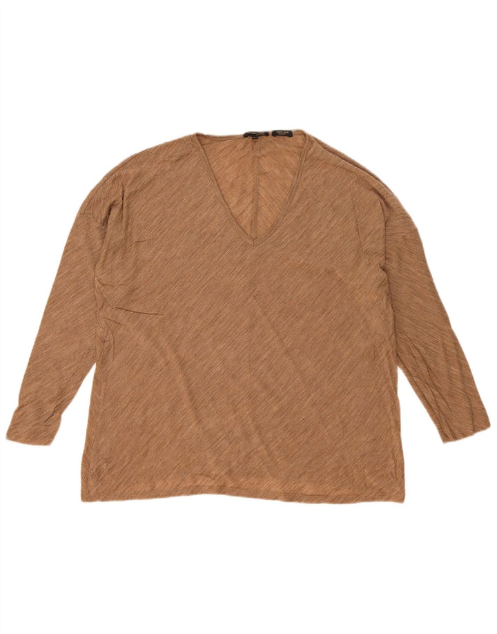 Top supradimensionat pentru femei Massimo Dutti cu mânecă lungă UK 10 mic bej cu pete