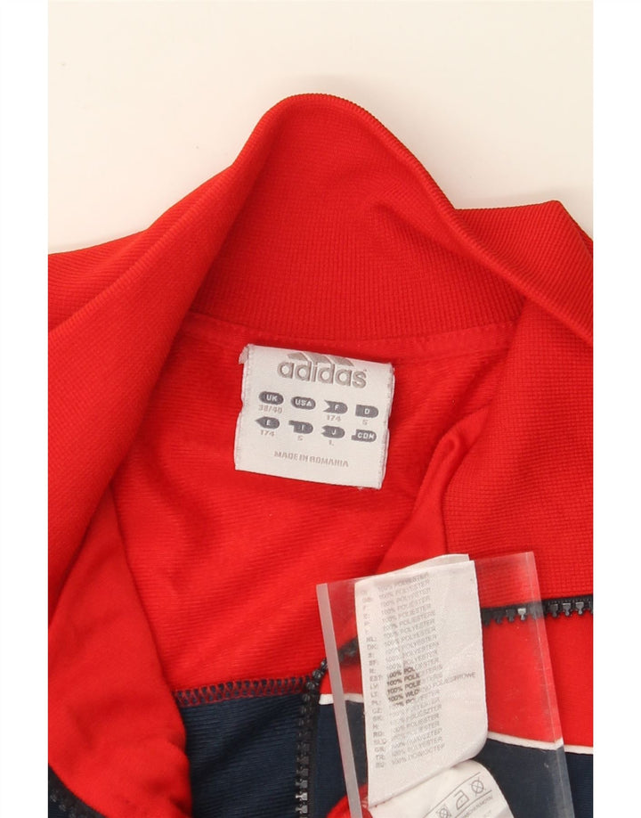 Jachetă de trening pentru bărbați ADIDAS Marea Britanie 38/40 Poliester Colorblock Roșu Mediu
