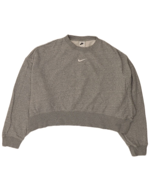 Pulover oversize crop NIKE pentru femei UK 14 bumbac gri mediu