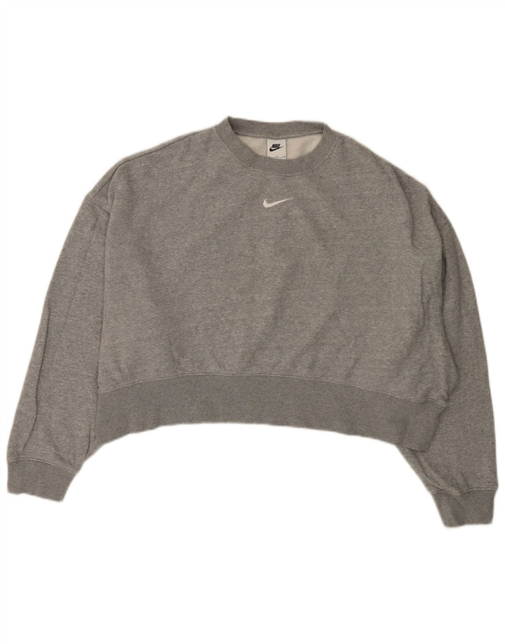 Pulover oversize crop NIKE pentru femei UK 14 bumbac gri mediu