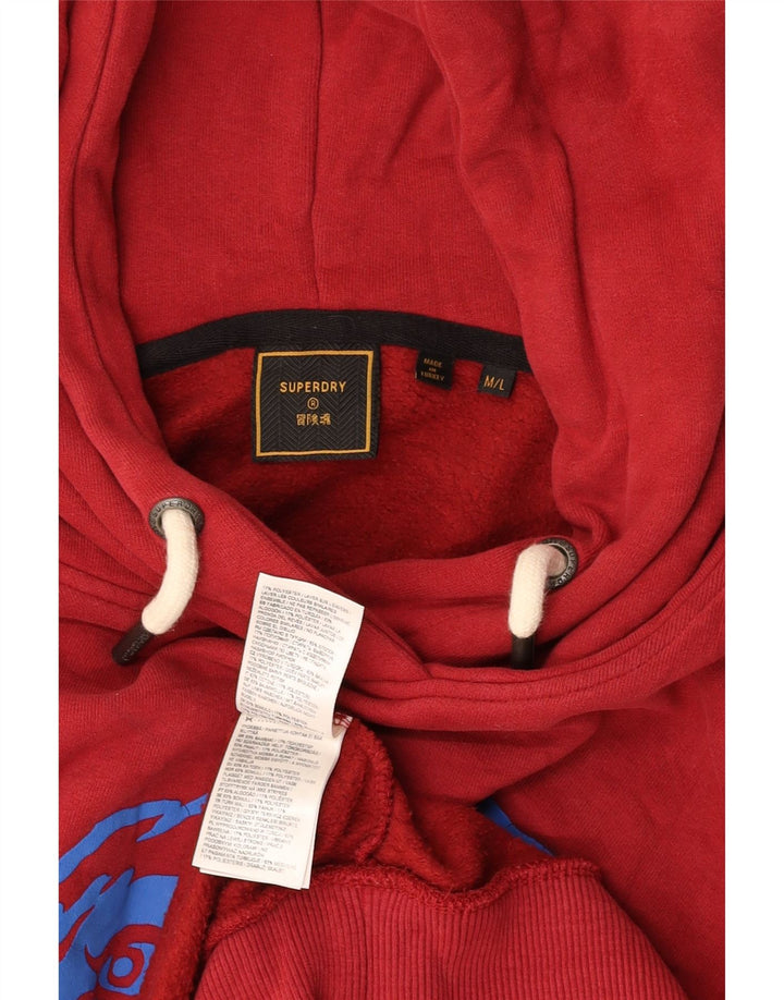 SUPERDRY Pulover cu glugă grafic pentru bărbați, bumbac mediu burgundy