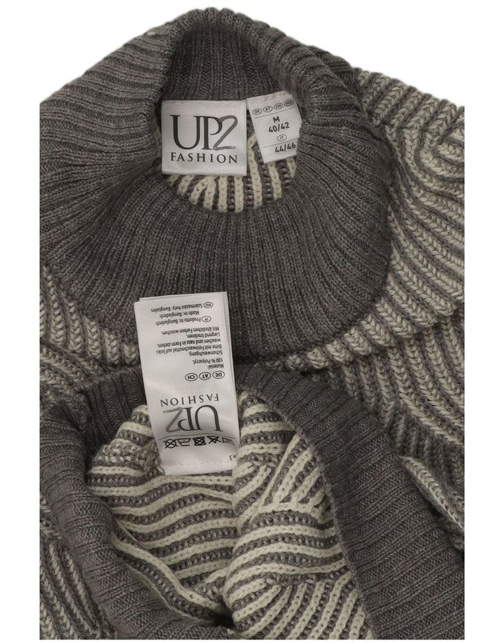 Pulover vintage cu gât țestoasă pentru bărbați UK 40/42 Medium Gri Geometric