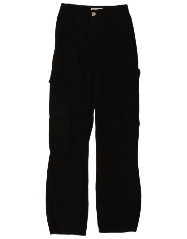 Pantaloni cargo drepti pentru femei Zara EU 32 2XS W22 L29 bumbac negru