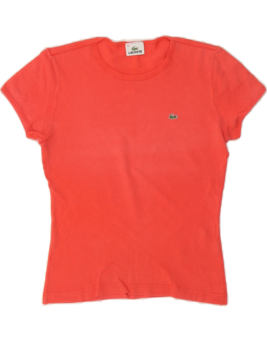 LACOSTE Womens Crop T-Shirt Top Size 42 Large Red Cotton Vintage Lacoste and Second-Hand Lacoste from Messina Hembry 