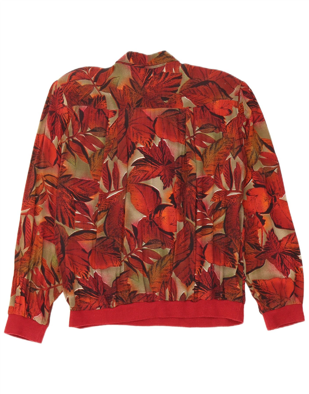 Bluză cu cămașă pulover vintage pentru femei UK 16 mare, roșu, florală, viscoză