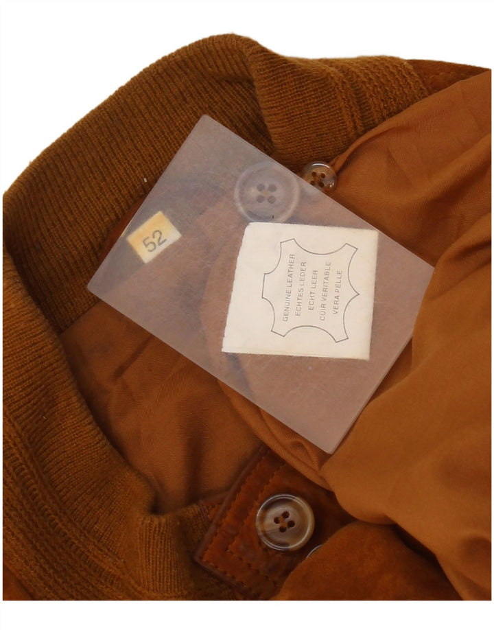 Jachetă Bomber Vintage pentru bărbați din piele intoarsa IT 52 XL din piele maro