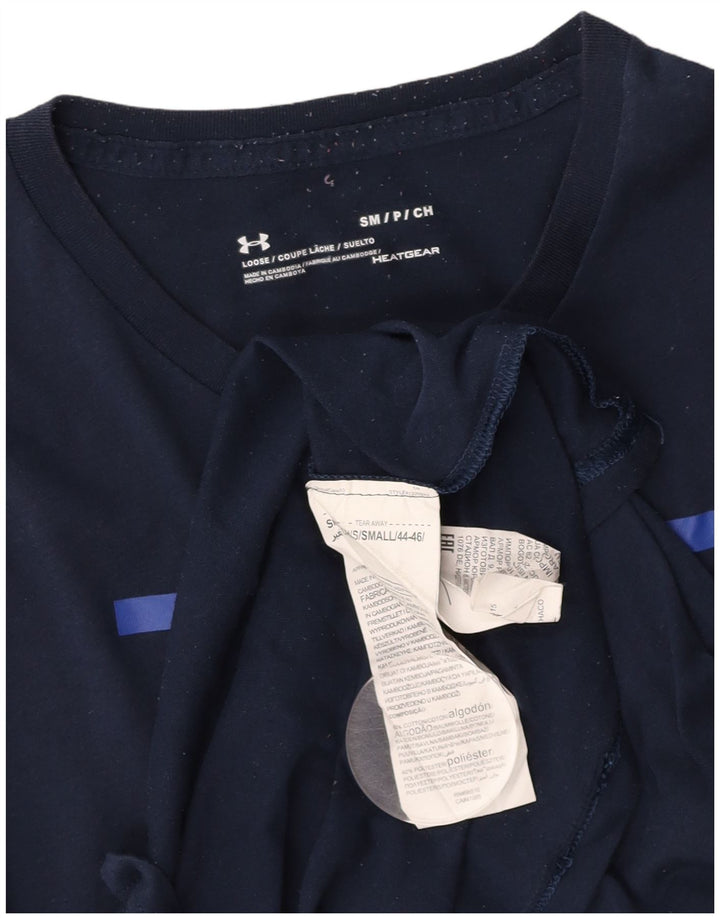 Tricou grafic pentru bărbați UNDER ARMOUR Heat Gear Top mic din bumbac bleumarin