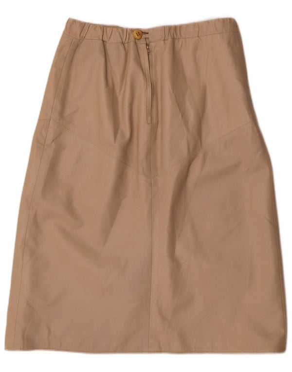 VINTAGE Womens Leather Skirt W30 Medium Beige