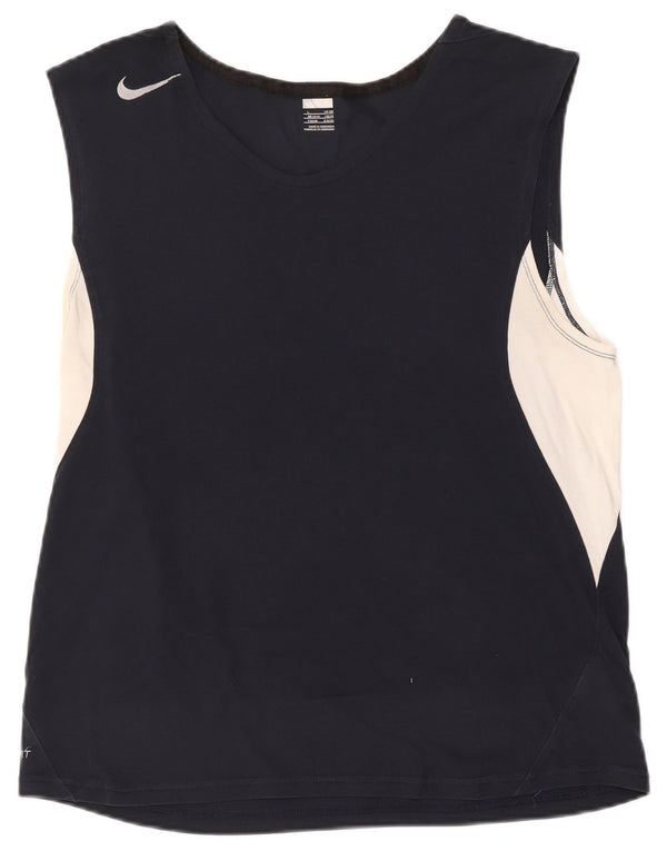 Vest Top pentru bărbați Nike UK 42/44 mare, albastru marin, bumbac color bloc