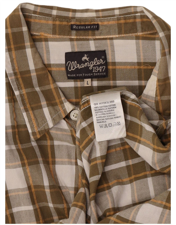 Cămașă Wrangler pentru bărbați, cu mânecă scurtă, în formă regulată, din bumbac cu carouri maro mari