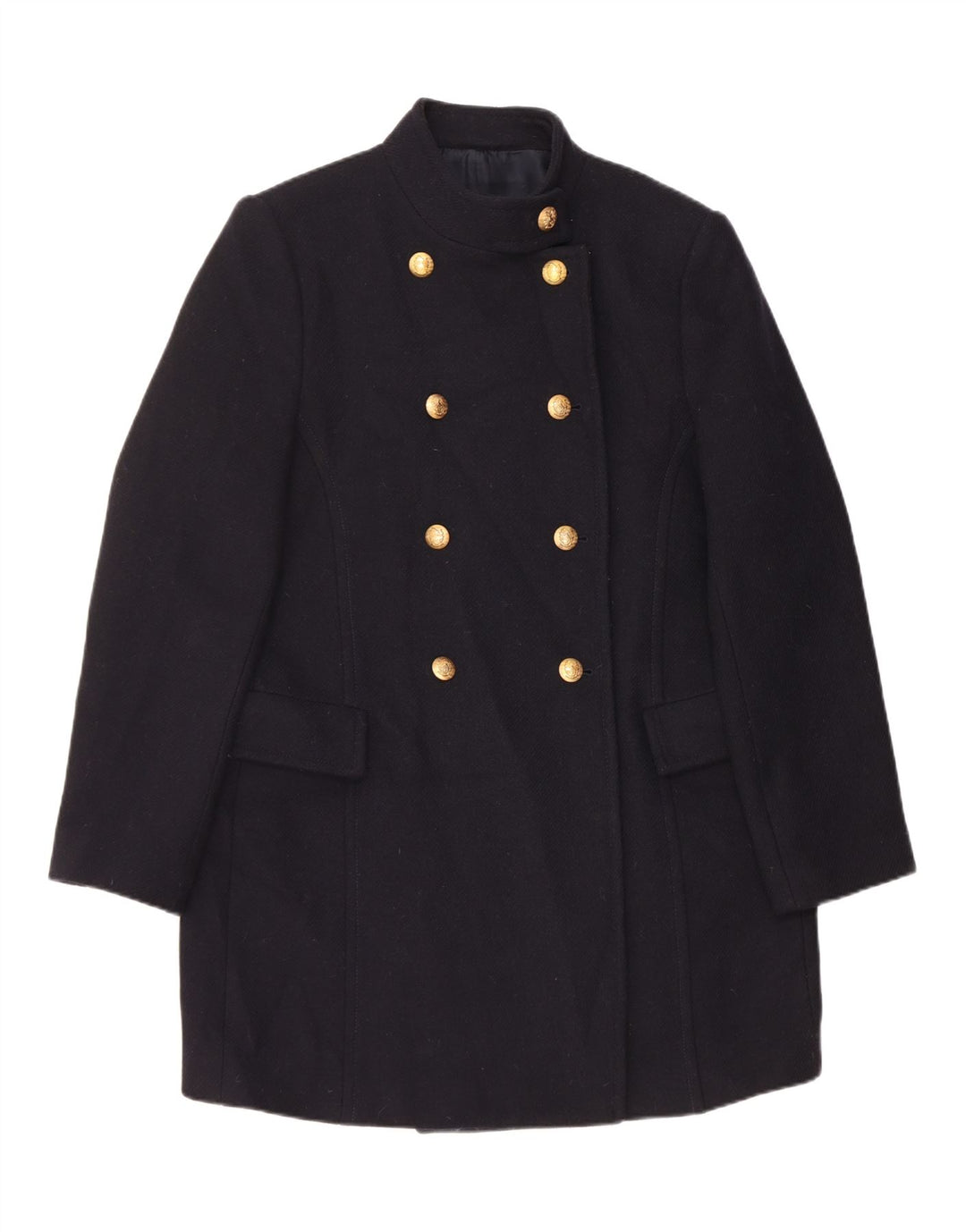 Palton dublu pentru femei Zara UK 18 XL Lână bleumarin