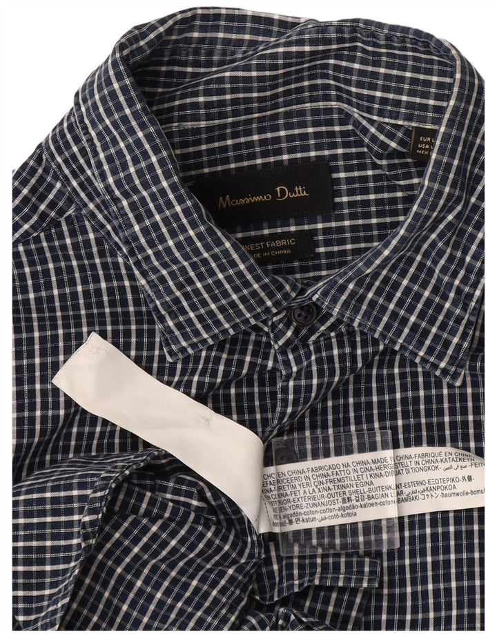 Cămașă Massimo Dutti pentru bărbați, bumbac cu carouri mari bleumarin