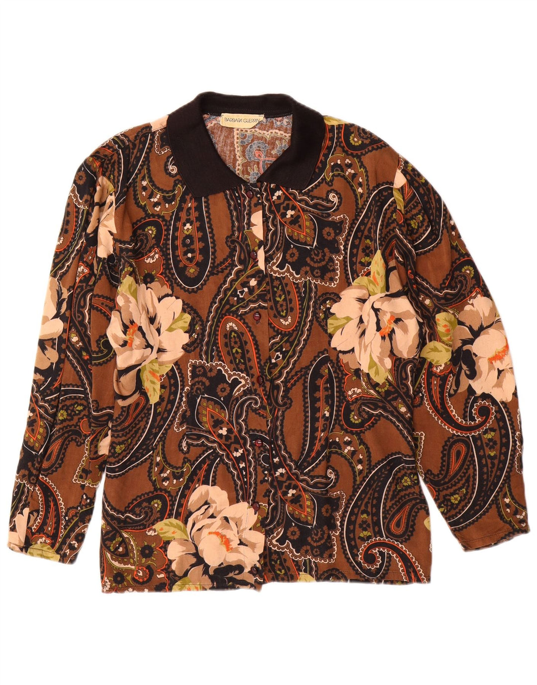 Cămașă VINTAGE pentru femei UK 14 Medium Brown Paisley