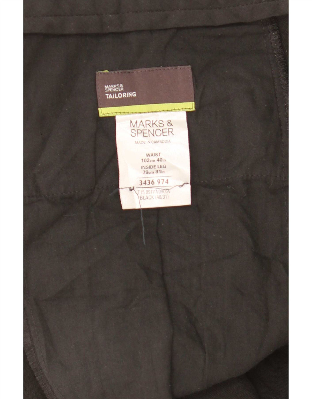Pantaloni drepți croiți pentru bărbați Marks & Spencer L40 L31 negri