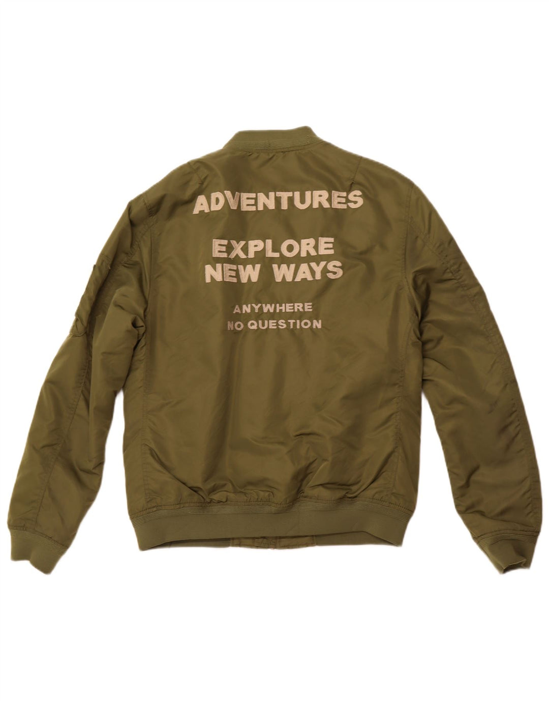 Jachetă de aviator ZARA pentru bărbați Adventure Graphic Flight UK 40, mare, verde, nailon