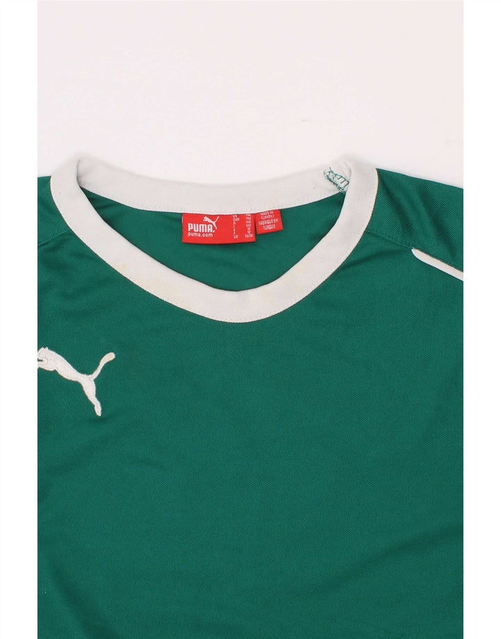 Top cu mânecă lungă Puma pentru băieți 9-10 ani, verde, color block