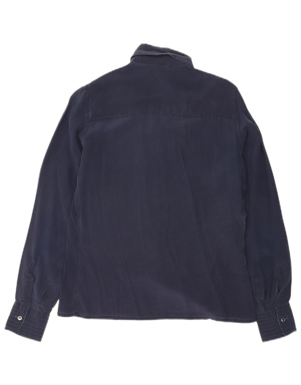 Bluză Cămașă Vintage Femei IT 48 XL Bleumarin Mătase