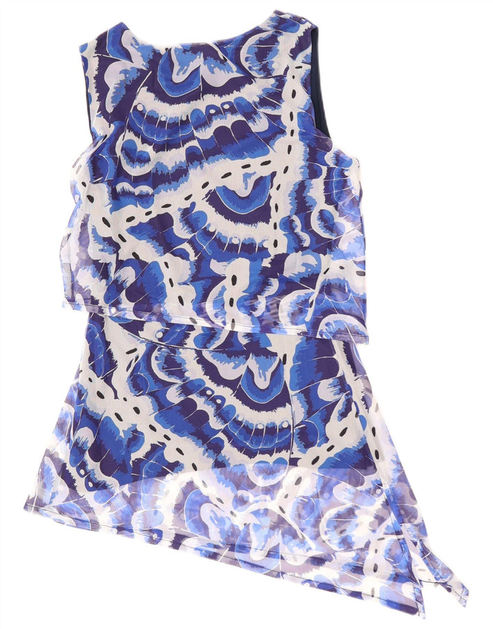 DESIGUAL Rochie asimetrică cu model abstract pentru femei UK 10 Small Blue